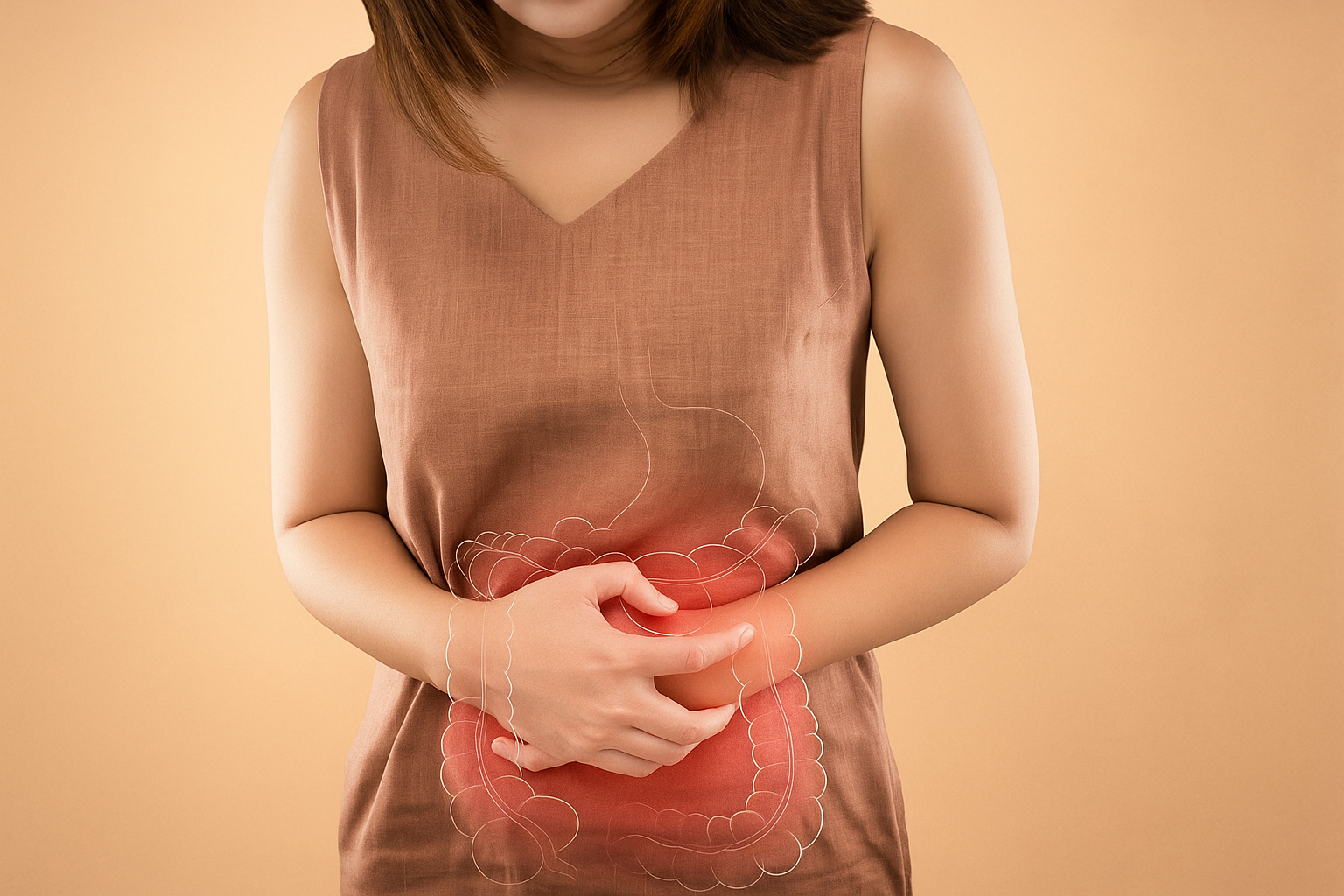 Woman holding her stomach