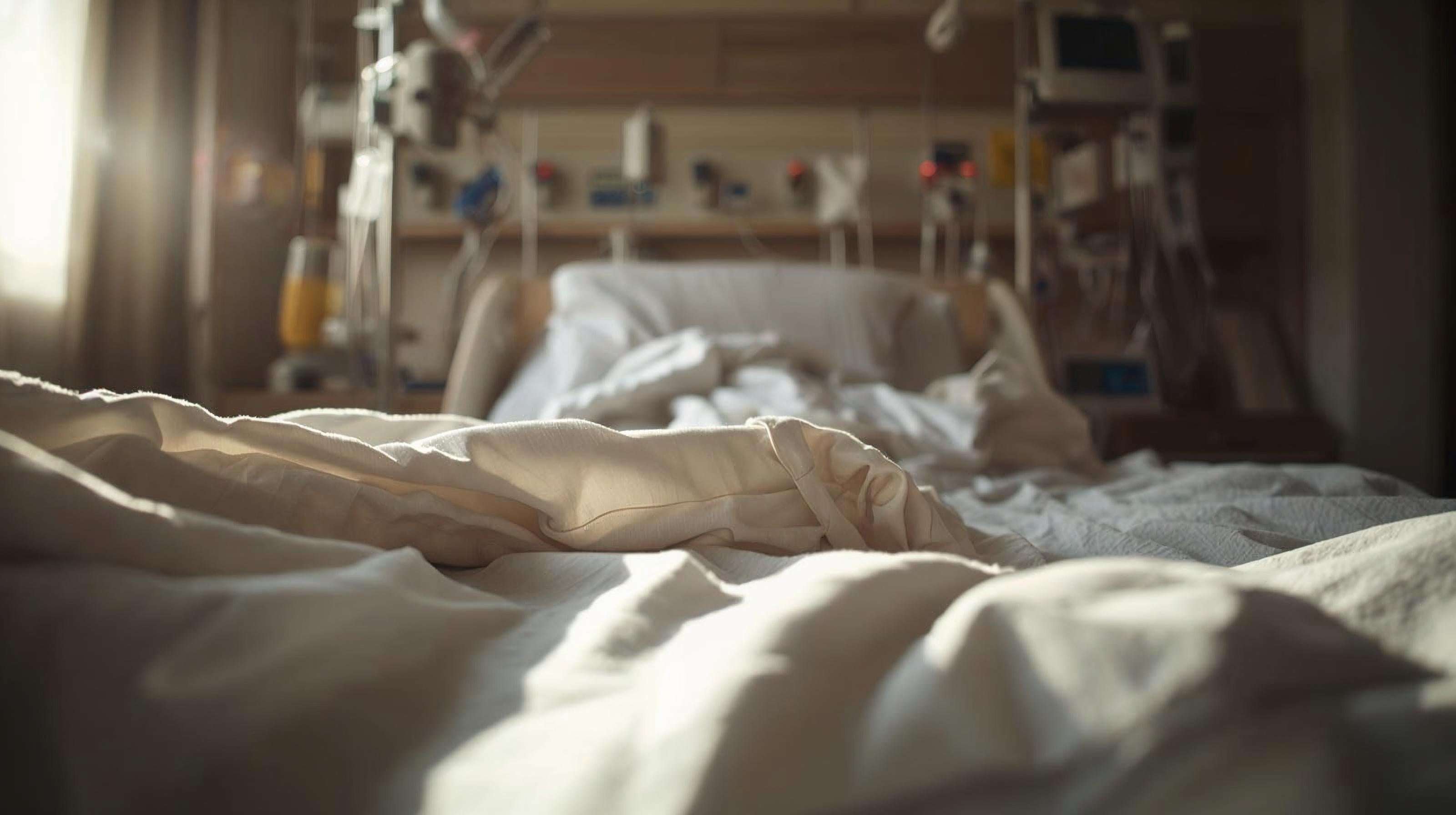 Hospital bed in the morning
